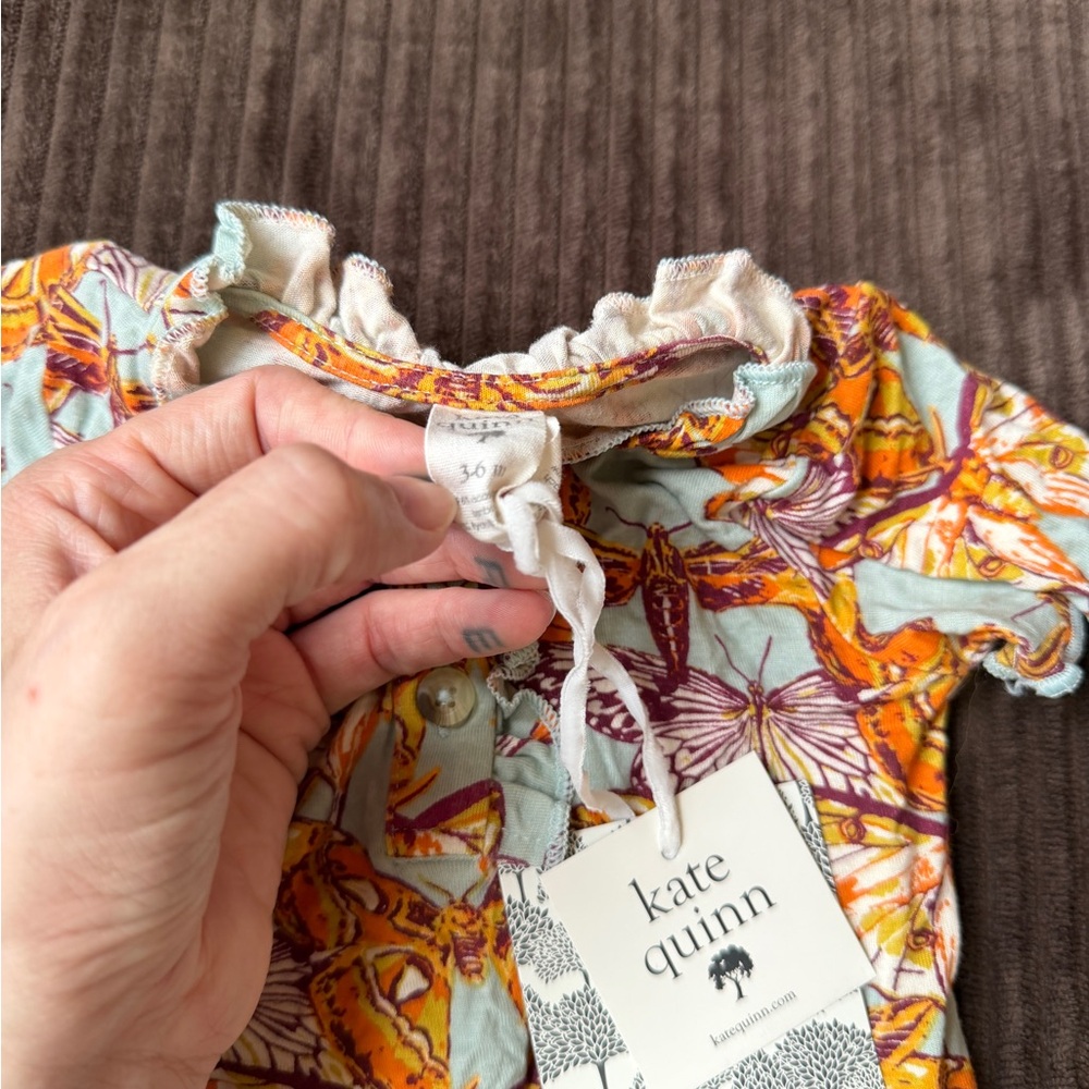 Kate Quinn Orange and Purple Butterfly Romper